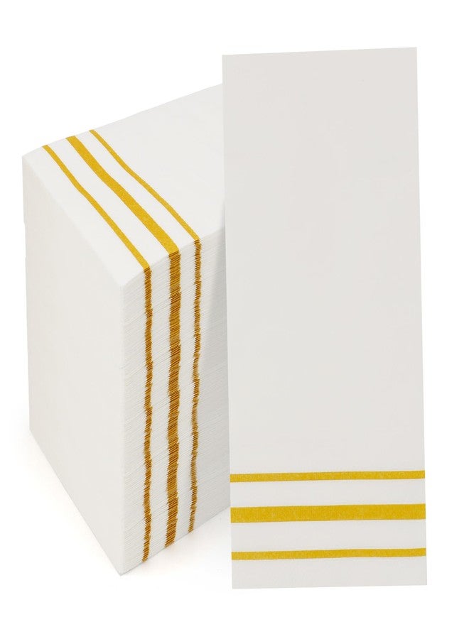 KQNBI 100 Pack Paper Napkins Disposable Guest Towels Gold Lined Elegant Dinner Napkins 2-ply Party Napkins Guest Disposable Soft & Absorbent Paper Hand Towels for Bathroom Kitchen Wedding Party Dinner Event - Image 1